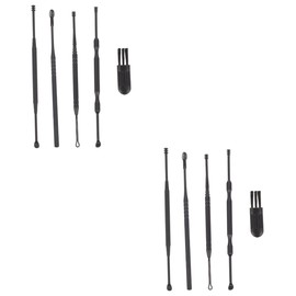 Baluue 2sets Stainless Steel Ear Cleaning Kit Ear Wax Removal Tools Brush Comfortable Spiral Design for Home Travel Use for Black