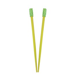 Set of 2 Hair Sticks Chopsticks with Colored Studded Tops 7.5 inches Long for Women - Green