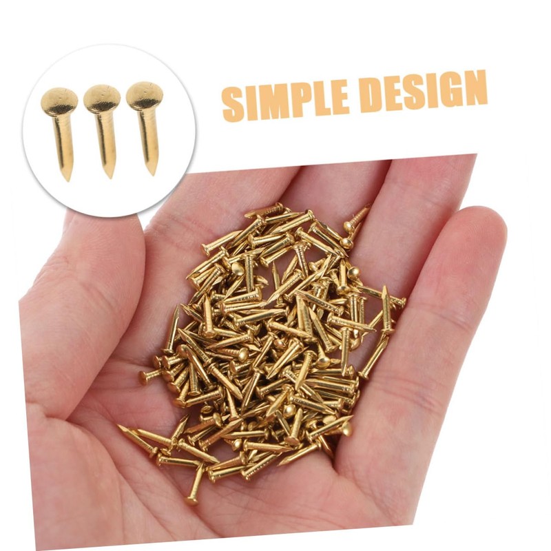 LALAFINA 100pcs Copper Round Head Furniture Nails Sharp Copper Nails