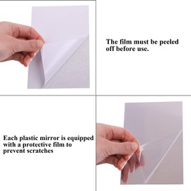 ELCOHO 24 Pack Mirrors Plastic Mirror Decor Flexible Mirror Sheets Self Adhesive Mirror Tiles Silver Mirror Board Card for Educational or Home Decor