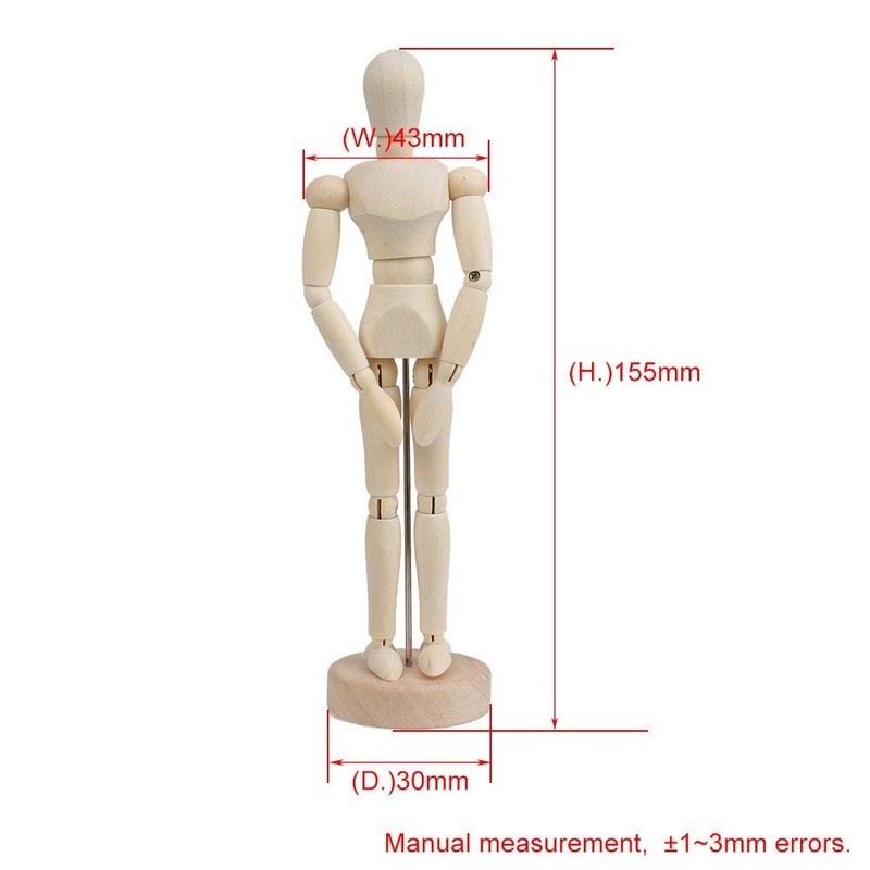 5.5 Inch Artist Wooden Manikin Human Mannequin Flexible Joints Posable