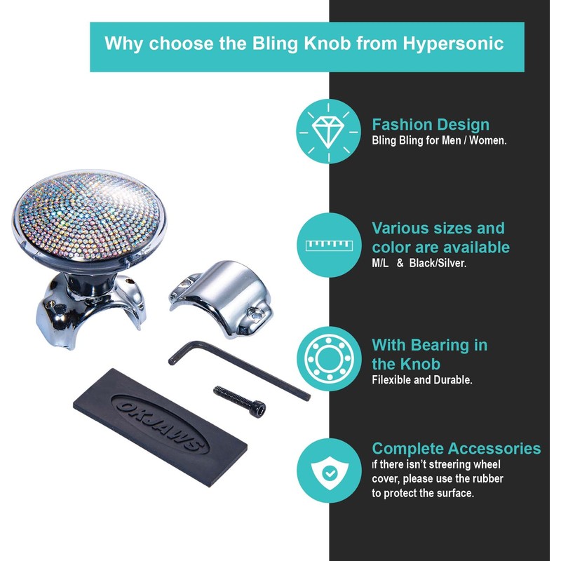 Hypersonic Bling Steering Wheel Knob Spinner M - Fit for