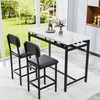Faux Marble Table Set with 2 Upholstered Chairs, 3 Piece