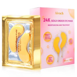 20 pares40 parches de oro de 24 quilates para ojos, mascarillas de colágeno para ojeras y bolsas debajo de los ojos, suaviza las arrugas y los ojos...