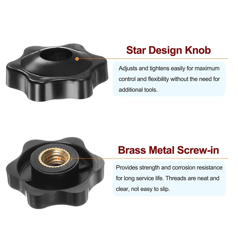 sourcing map 4pcs Star Knobs M8 Female Thread 32mm Head