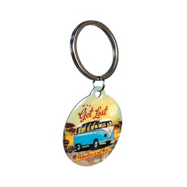 Nostalgic-Art Retro Keychain, Ø 1.6", VW Bulli – Let's Get Lost – Volkswagen Bus Gift idea, Metal, Vintage-Design