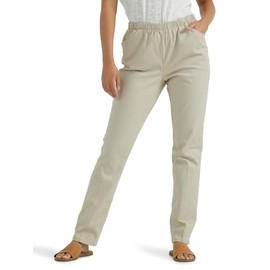 Chic Classic Collection Women's Stretch Elastic Waist Pull-On Legging Pant Khaki Slub Twill 12 Petite