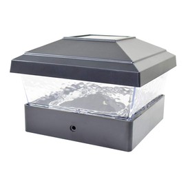 12 Pack Black Outdoor Garden 5 x 5 Solar LED Post Deck Cap Square Fence Light Hammered Lens Landscape Lamp PVC Vinyl