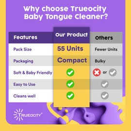 Trueocity Baby Tongue Cleaner Newborn – Soft Oral Cleaner for Infants, Gum & Mouth Cleaning for 0-3 Month Babies, Easy to Use and Safe for Daily Hygiene – Best Value Pack of 55 Units
