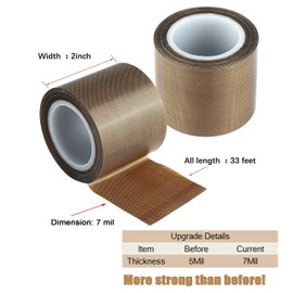 Teflon Fabric Tape, 2 Inch 30 Feet PTFE Tape for Vacuum Sealer Machine, Hand Impulse Sealers Insulation PTFE Coated Fiberglass Adhesive Tape Compatible with FoodSaver, Seal A Meal, Weston, Cabella