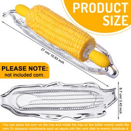 Sliner 38 Pcs Corn Cob Holder and Utensil Set Includes 24 Corn Cob Holders 12 Trays 2 Butter for BBQ Prong Holders, Dishes and Butter Spreader Set