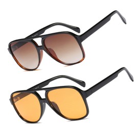 Xpectrum Trendy Retro Sunglasses for Men Women 70s Vintage Aviator Sun Glasses Classic Shades (2: Yellow+Gradient Brown)