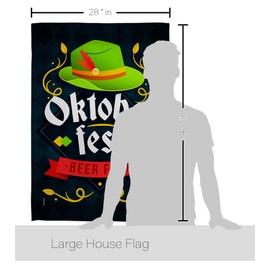 Angeleno Heritage Oktober Fest House Flag Eagle Set Beverages Beer Happy Hour Game Pong Party Ale Lager Craft Decoration Banner Small Garden Yard Gift Double-Sided, Made in USA