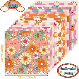 BeYumi 60pcs Retro Boho Pattern Paper Craft - 11 Inch Square Groovy Pattern Specialty Paper for Crafting, Gift Wrapping, and Festive Decorative Projects (60 Individual Sheets)