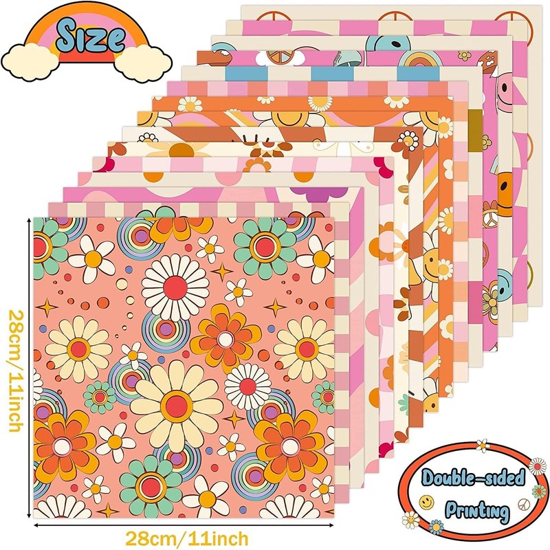 BeYumi 60pcs Retro Boho Pattern Paper Craft - 11 Inch