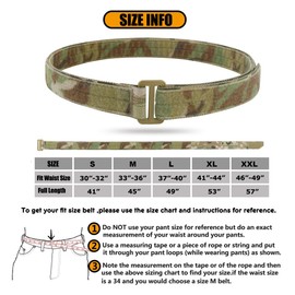 KRYDEX Tactical EDC Under Belt Loop Inner Belt 1.5" Duty Concealed Carry Base Belt (MC, XXL)