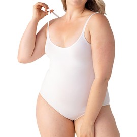 SHAPERMINT Scoop Neck Bodysuit for Women | Shapewear Body Suits for Women with Tummy Control, White, X-Large