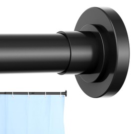 CorkLatta Black Shower Curtain Rod 31 to 92 Inch,1 Inch Diameter Adjustable Spring Tension Stainless Steel Telescoping Rod,Easy Install,No Rust