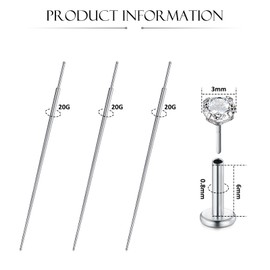 WillTen Piercing Insertion Aid Interchangeable Aid for Change, Insertion Tool, Threader Tool, Ear Stretching Kit, Threadless Insertion Pin, 16 g, 18 g, 20 g, Pack of 4, Stainless Steel