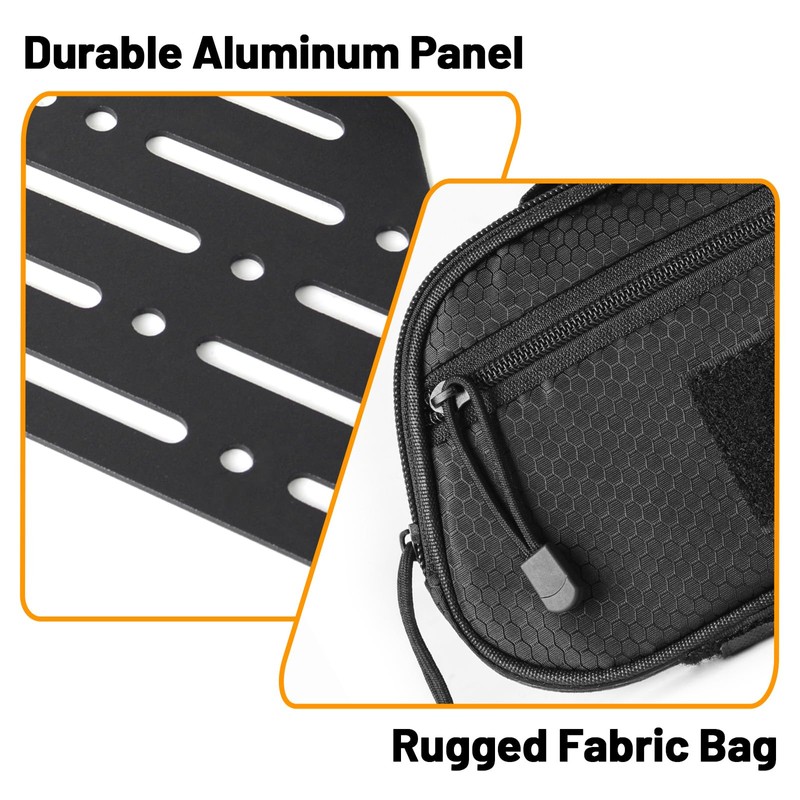 MAIKER Center Console MOLLE Panel with Storage Bag, Aluminum Tactical