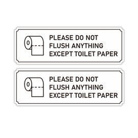 Sigicanage Do Not Flush Anything Except Toilet Paper Sign for Bathroom, Do Not Flush Rules Bathroom Sign, (2 PACK) (9 x 3 Inch) Self-adhesive for Business and Home