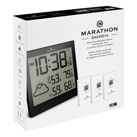 Marathon Wireless Weather Station, Black - 3 Remote Sensors & Large 10-Inch Multi-Zone Display - Includes Batteries