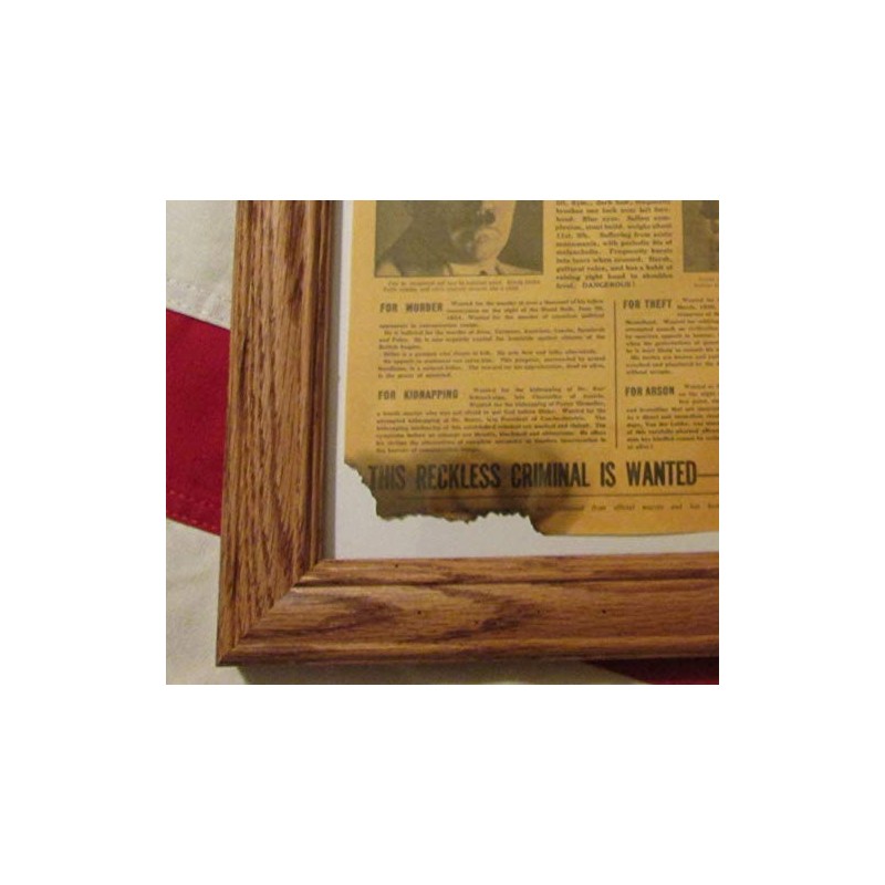 Framed World War Two, WW2 Newspaper. Nazi ADOLF HITLER Wanted