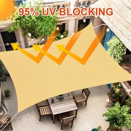 Amagenix Shade Sail - Custom Size Sand Shade Sail Canopy, Curved Outdoor Patio Awning 6'X10', Breathable Fabric with 95% UV Block for Garden Backyard