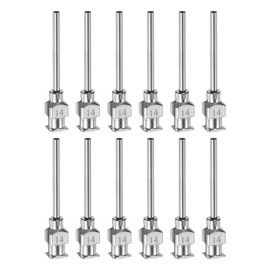 sourcing map 12pcs 14Gauge Stainless Steel Dispensing Needles, 1" All Metal Glue Needle Tube Blunt Tips Luer Lock for Thick Liquids, Ink, Glue, Lab Use