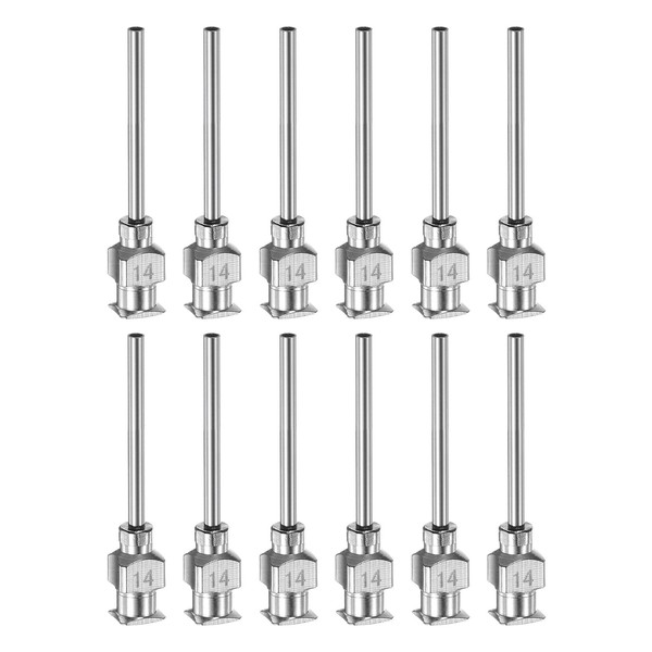 sourcing map 12pcs 14Gauge Stainless Steel Dispensing Needles, 1" All