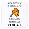 Thinking About Pickleball Wooden Drinks Coaster Mat Gift