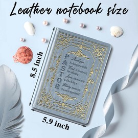 JOHSBYD Pastor Appreciation Gifts Hardcover Executive Notebooks for Men Women,Grey A5 Lined Leather Journal Notebook,200 Pages 100 Gsm Leather Notebook,Unique Pastor Gifts for Men Women (Grey)