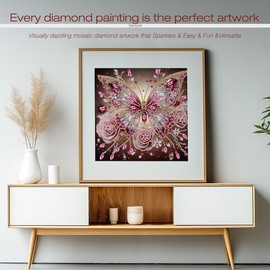 Sanjee Diamond Painting Kits Butterfly, 5D Special Shape Diamond Art Kits for Adults, Crystal Rhinestones Art Craft for Beginners DIY Home Wall Decor Gift, 12 × 12 Inches