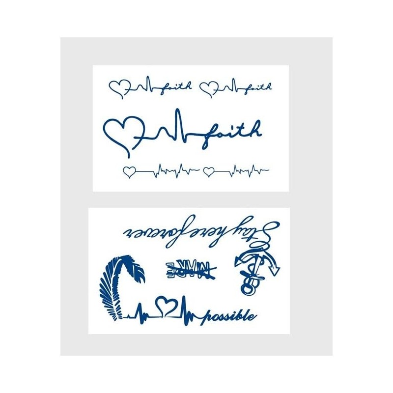 2 Blätter Temporäres Herzschlag Tattoo Schiffsanker Tattoo Schrift Tattoo Feder