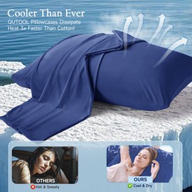 QUTOOL Cooling Pillow Cases for Hot Sleepers&Night Sweats, Ice Cool Pillowcases Queen Size Set of 2 for Hair Skin, Soft and Silky Luxury Cover with Envelope Closure, Royal Blue,20"×30"