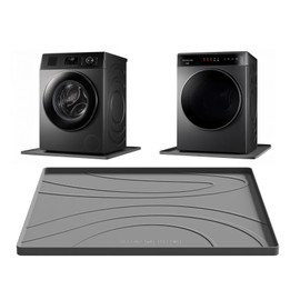 Washing Machine Drain Pan, 26.5 x 26.5 Inch, Non-Slip Waterproof Silicone Mat, Anti-Vibration Drip Tray for Washer and Dryer