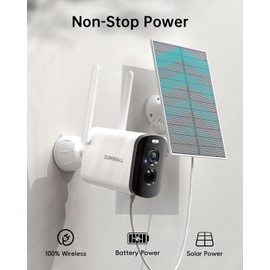 ZUMIMALL Solar Security Cameras Wireless Outdoor, 2K Camera for Home Security with 3MP Color Night Vision, 2.4GHz WiFi, 2-Way Talk, Spotlight & Siren, IP66 Weatherproof, Compatible with Alexa