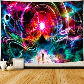 Delur Time Travel Tapestry Galaxy Universe Starry Sky Tapestry Wall Hanging Milky Way Outer Space Abstract Tapestry Psychedelic Nebula Tapestry for Bedroom Living Room Home Decor (70.8" x 92.5")