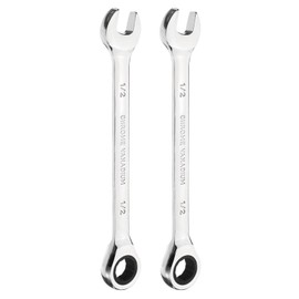 sourcing map 2pcs Ratcheting Wrench 1/2 Inch Box and Open End 45# Carbon Steel Chromium Plated 12-Point 72-Teeth Combination Wrench for Home Auto Repair Machine Maintenance