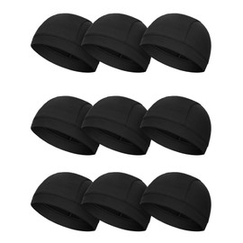 SATINIOR 9 Pieces Helmet Liner Skull Caps Sweat Wicking Cycling Skull Hat Cooling Beanie Hat for Men Women Running Cycling Surfing Doing Sports (Black)