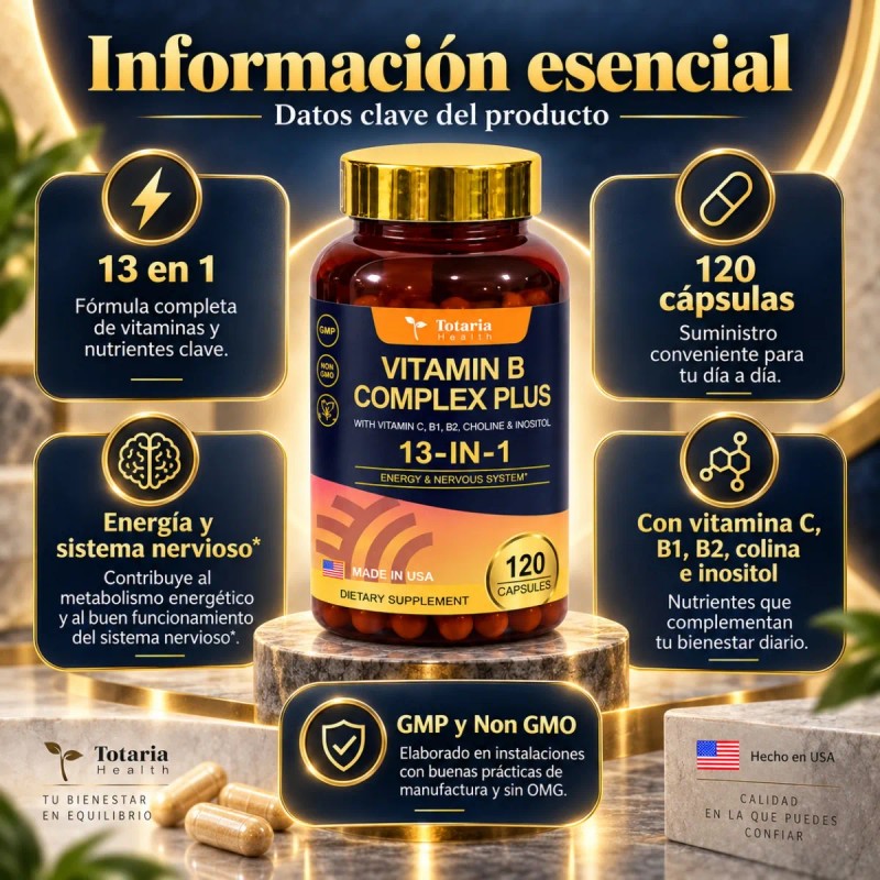 Vitaminas B1 B2 B3 B5 B6 B7 B9 B12 Complex