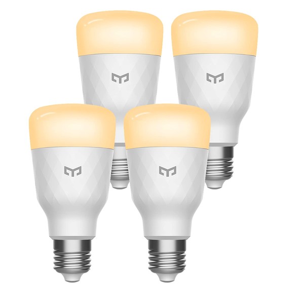 YEELIGHT Smart Light Bulbs W3, Dimmable LED Light Bulbs 60W Equivalent 900LM Work with Alexa, Razer Chroma and Google Home, Warm White 2700K A19 E26 Light Bulbs 4 Pack