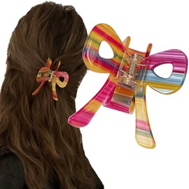 Wenlly Schmetterling Haarklammer Zellulose Acetat Haar Kiefer Clips Anti-Rutsch Haar Halt Haarspangen für Frauen Mädchen 1 Stück Regenbogen