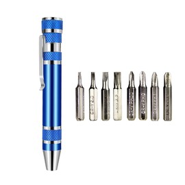 1 Pcs 8 in 1 Mini Screwdriver, Multitool Pen Screwdriver Handy Magnetic Screwdriver Set Compact Precision Gadgets Crossing Flathead Screwdriver for Repairing Installing Hand Tool, Blue