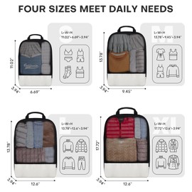 4 PCS Set Compression Packing Cubes for Travel, Lightweight Travel Packaging Organizer Bags for Carry On Space Saving, Travel Essentials Cubes for Suitcase Backpack, Beige