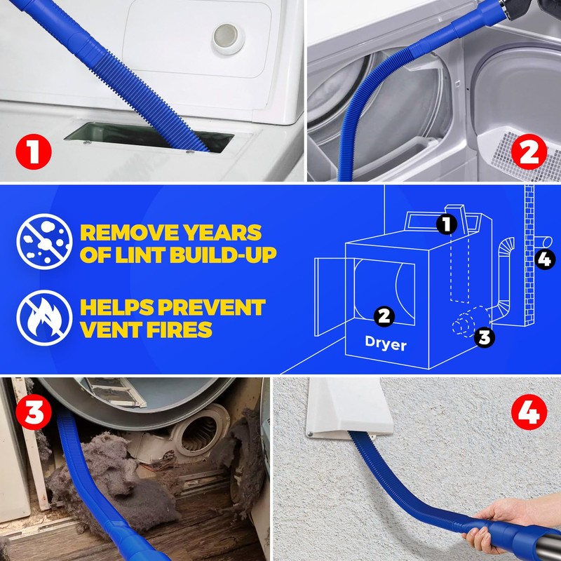 Holikme 2 Pieces Dryer Vent Cleaner Kit, Dryer Lint Vacuum