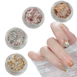 Glitter 4 Colors Glitter Nail Parts Glitter Glitter Powder Aurora Nail Hologram Sequins Gel Nail Art Resin Enclosed Decoration Parts (Multicolored D)