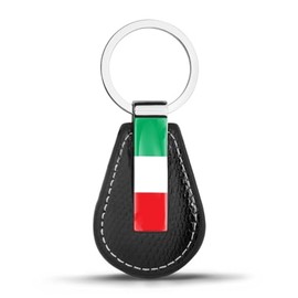 Biomar Labs 3D Leather Keyring Men Women Car Accessories Stainless Steel Metal Keychain Gift Key Ring Italy Italian Flag KK 116