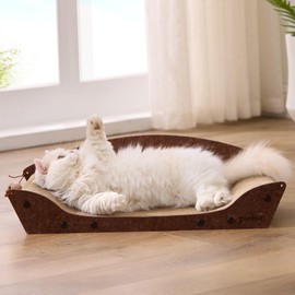 ZOMISIA 26'' Cardboard Cat Scratcher Bed - Large Scratcher Couch for Indoor Cats, Orthopedic Scratching Board, Lounger Scratching Couch with Bells