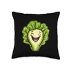 Romaine Lettuce Smiling Comic Style Throw Pillow